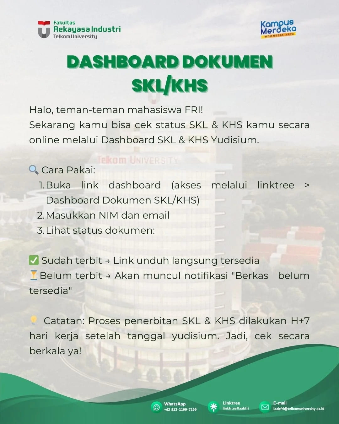 Dashboard Pengambilan Softcopy SKL dan KHS